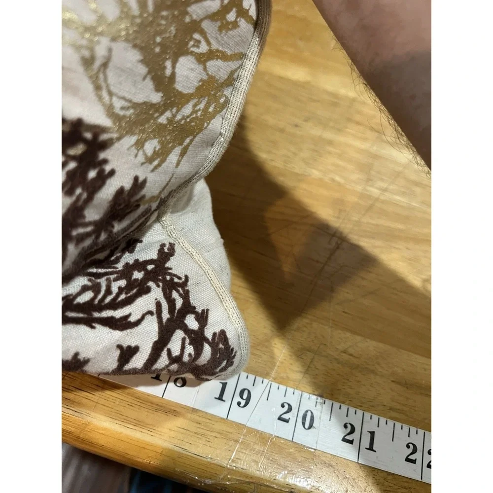 Vtg‎ Pier 1 Flocked Gilded Foil Trees Throw Pillow 19x19